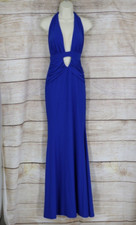 Fashion Nova Womens Size Small Halter Maxi Fitted Dress Royal Blue