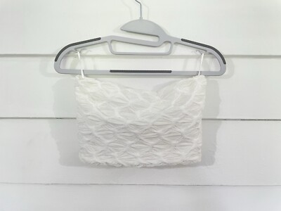New Zara Women White Strapless Ribbed Crop Tube Top Basic size S B892A