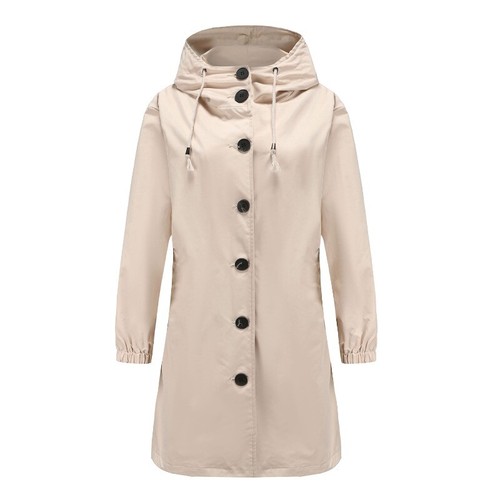 Windbreaker wasserdichter Mantel Kapuze Longjacke locker Übergröße Damen - Bild 22 von 27