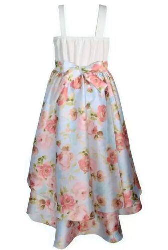 NWT Bonnie Jean Girls 14 Sleeveless Hi-Low Sequins Floral Mikado Formal Dress - Picture 2 of 3