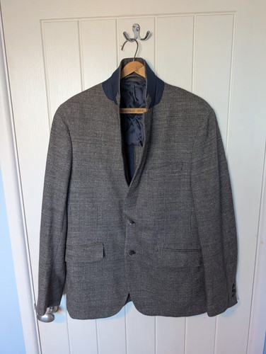 HACKETT London Blazer Jacket Mens 40R Jersey Tweed Check Wool Silk Cotton - Imagen 8 de 10
