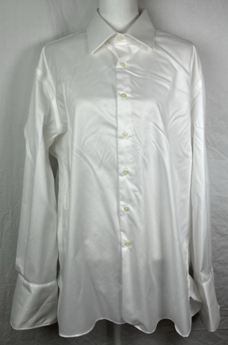 IKE-Long Sleeve Collared White Button Up Dress Shirt-17.5/34-Performance 100
