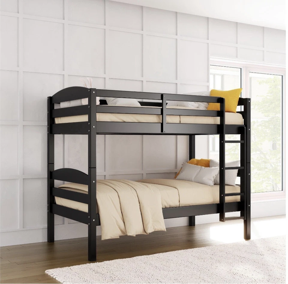 Better Homes & Gardens Leighton Kids' Convertible Twin-Over-Twin Bunk Bed, Black - Image 2 of 4
