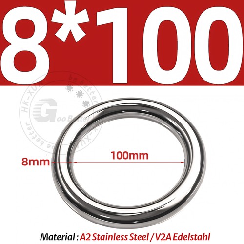 A2 Stainless Steel Heavy Duty Solid Metal O Ring Welded Smooth Round Rings - Picture 44 of 61