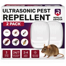 Ultrasonic Pest Repeller for Indoor Use - 2 Pack - Covers Up to 1,500 White