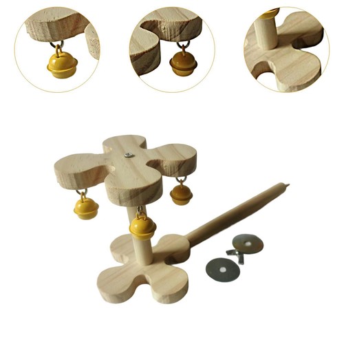 Papageienkäfig-Spielzeug mit Glocke, Vogelstange aus Holz für - Picture 3 of 7