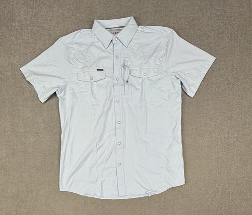 Poncho Pearl Snap Shirt Herren Large Slim Fit Baby Blau Performance Cowboy Caped