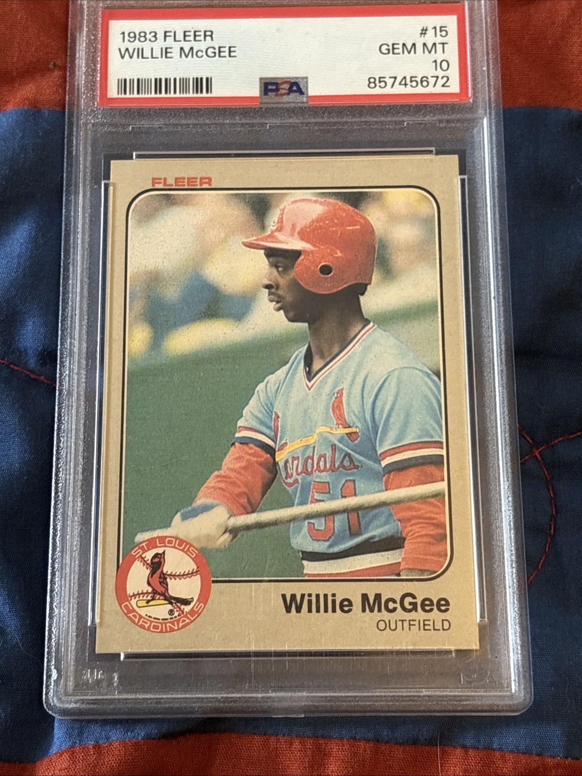 1983 FLEER #15 WILLIE McGEE RC CARDINALS PSA 10 B3915311-672