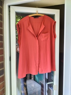 Atmosphere ~ dunkel orange , ärmellose & leicht transparente Damen Bluse 44