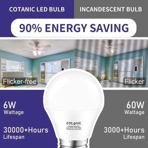 Paquete de 8 Bombillas Ventilador de Techo 5000K Luz de Día, Base E26 A15 Bombilla LED 60W Equivalente... - Imagen 5 de 7