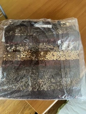 Quacker Factory NWT Chocolate Ombre Sequin Lace Blouse women's plus size 2X