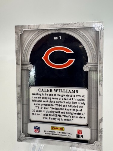 2024 Panini Zenith Caleb Williams RC #1 Z-Marquee Chicago Bears - Picture 2 of 2