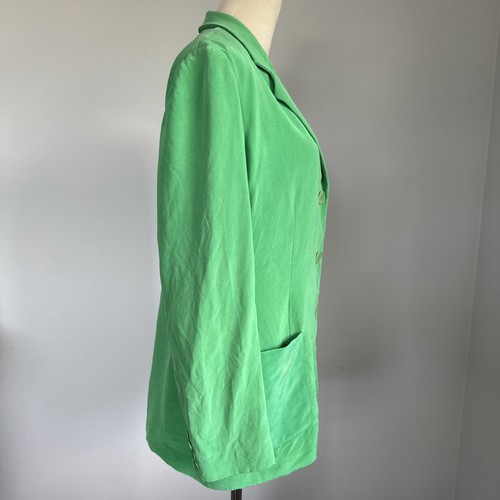 Ralph Lauren 100% Seide Blazer Damen 10 Grün Grunge Repurposed Jacke - Bild 2 von 8