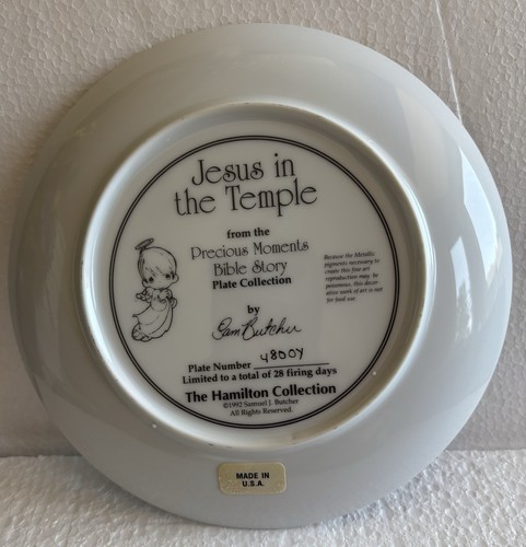 Precious Moments Teller "Jesus im Tempel" Hamilton Collection (Styropor Pkg) - Bild 2 von 2