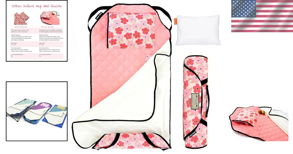 Cozy Poppies Toddler Nap Mat with Durable Elastic Straps – Perfect for Daycare - Image 2 of 4