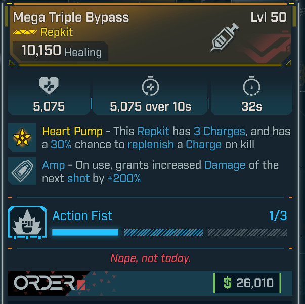 Borderlands 4 • Legendary Repkit • Mega Triple Bypass • Action Fist • PS PC XBOX
