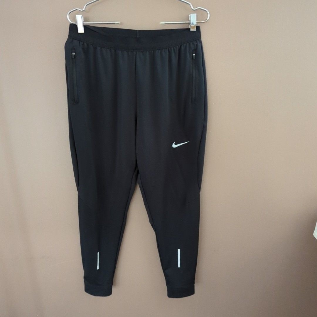 Nike Track Pants Mens Large Black Dri-FIT Woven Joggers Zip Pockets Running