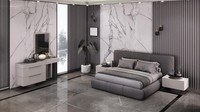 Modernes Schlafzimmer-Set Mit Polsterbett, Nachttischen & Schminktisch