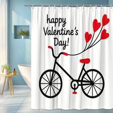 Happy Valentine's Day Shower Curtain with Bicycle and Hearts