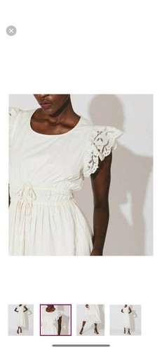 Cleobella Allegra midi dress S Small Ivory White Embroidered Lace Poplin - Picture 9 of 14