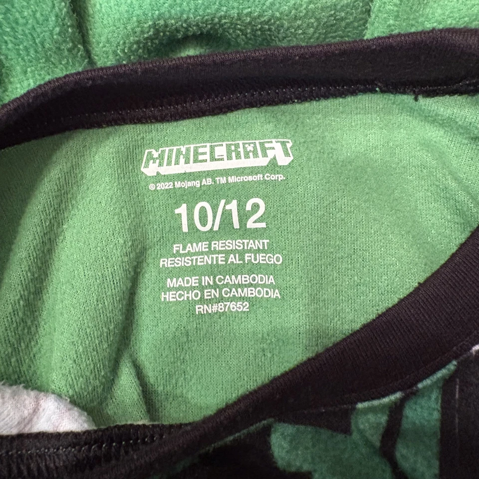 Camisa Top Pijama Minecraft Niños Talla Grande 10/12 Multicolor Creeper Block Foto 3 de 4