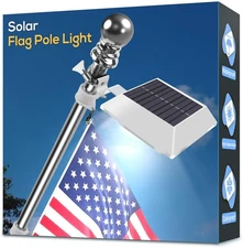 Solar Flag Pole Light, Bright White 6000k Flagpole Light Upgrade Solar Powered f