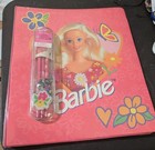 Vintage 1990s Barbie 3 Ring Binder With Paper And 5 Pocket Folders Pencil Case