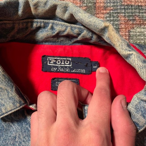Vintage Polo Ralph Lauren Denim Jacket Red Blanket Lining - Picture 3 of 8