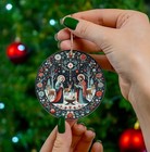 Scandinavian Nativity Ornament: Ceramic Folk Art Christmas Keepsake Decor