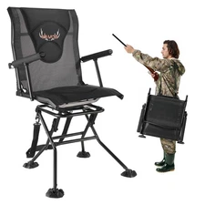 VEVOR Hunting Chair 360° Swivel Silent Foldable Chair Armrests Anti-Sink Feet