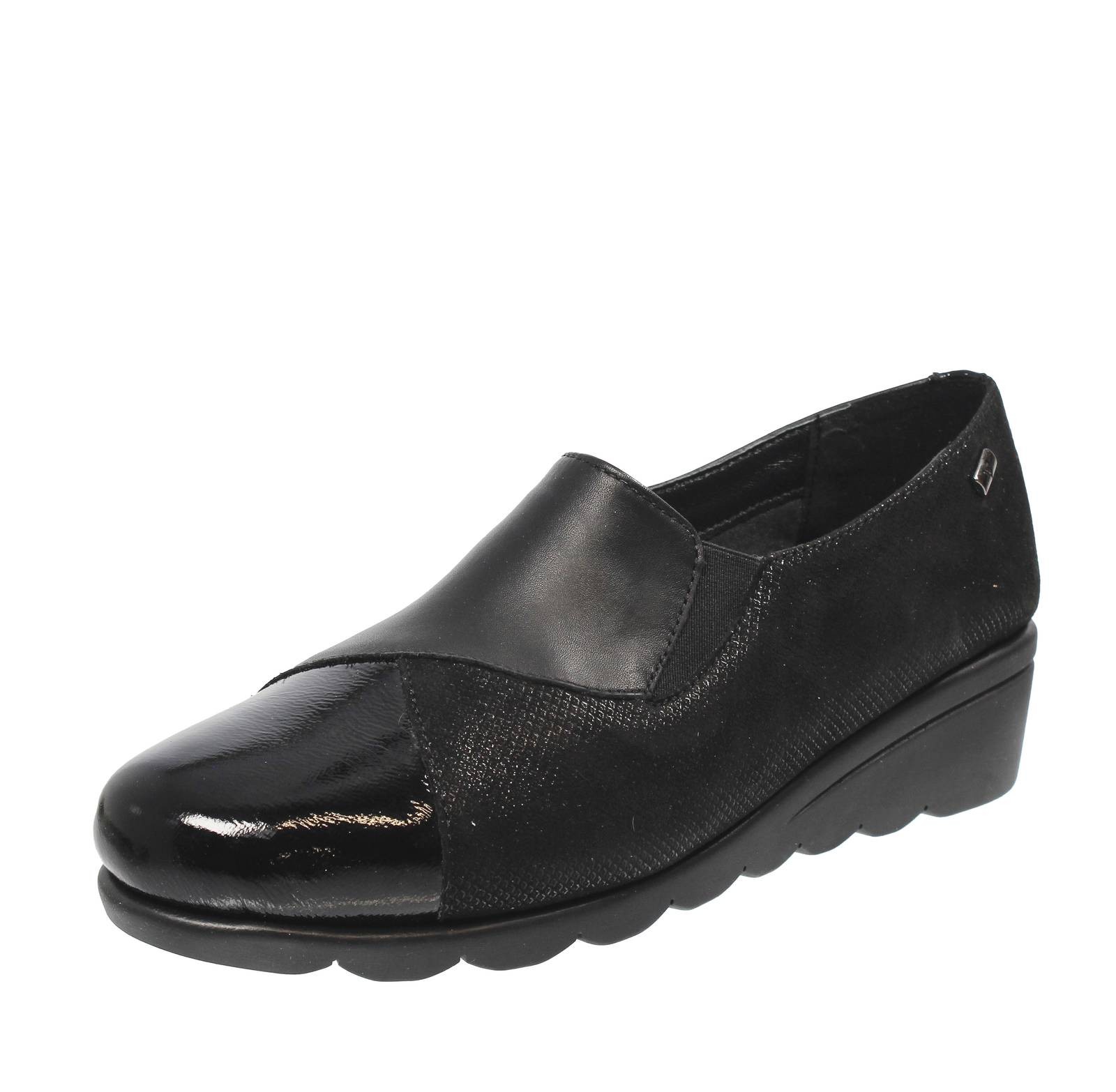 Valleverde Komfortschuhe aus Leder mit schwarzem Keilabsatz - Größe 37 [23,7 cm] Damen