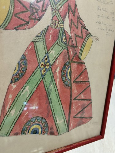 Vintage Queen of Hearts Costume Sketch Watercolor Framed Signed H C Warren 1930s - Picture 19 of 20