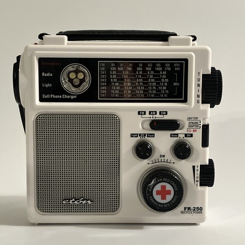 Radio Eton FR-250 AM/FM/onda corta DX con luce/sirena/manovella bianca funzionante