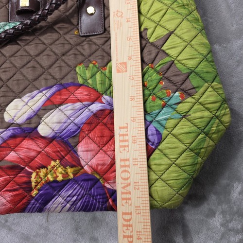 Brooks Brothers Hawaiano Tropical Floral Marrón Acolchado Tela Cartera Bolso de Mano - Imagen 13 de 18