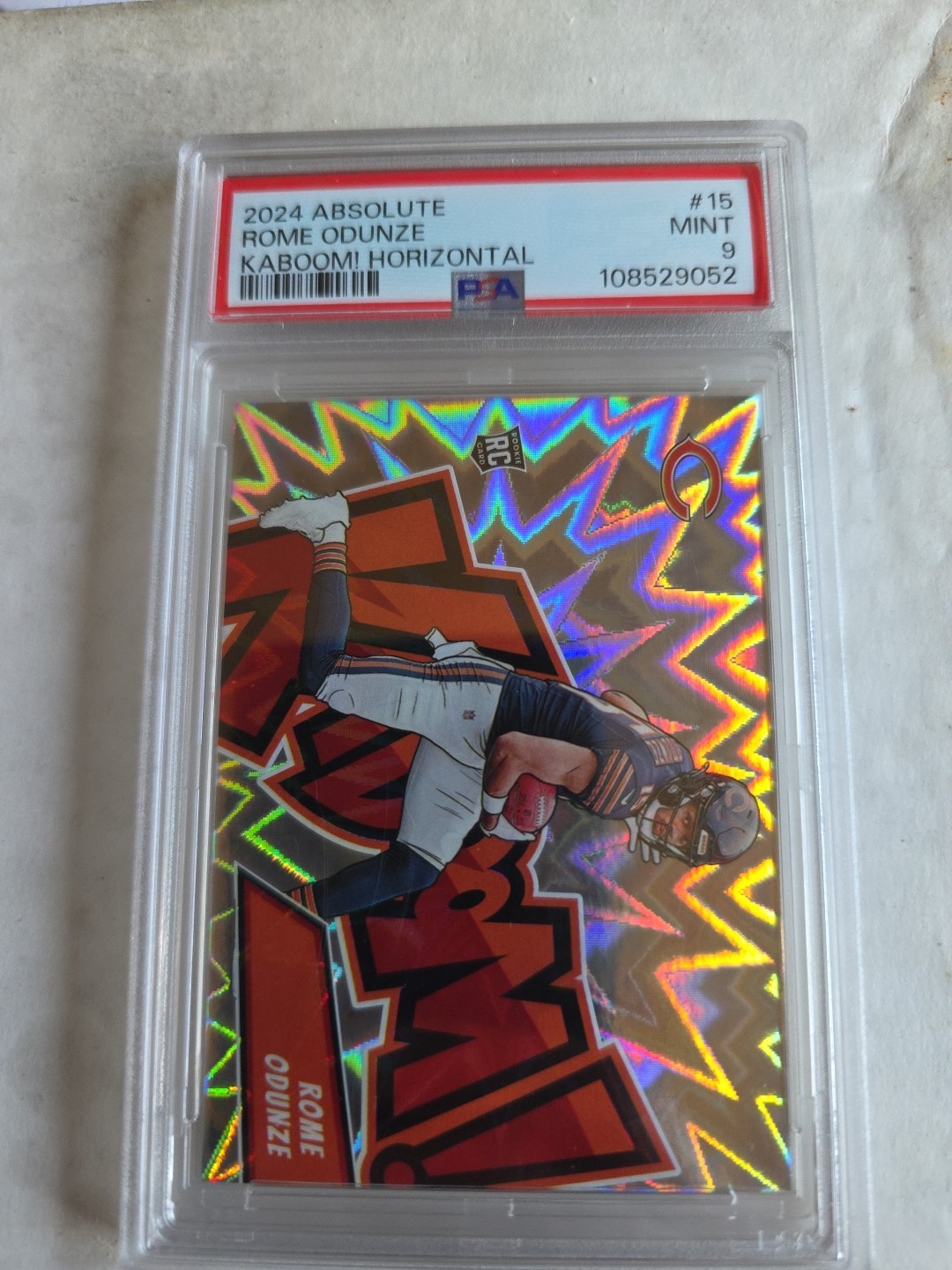 2024 Absolute Rome Odunze Kaboom Horizontal Card #15 Mint 9
