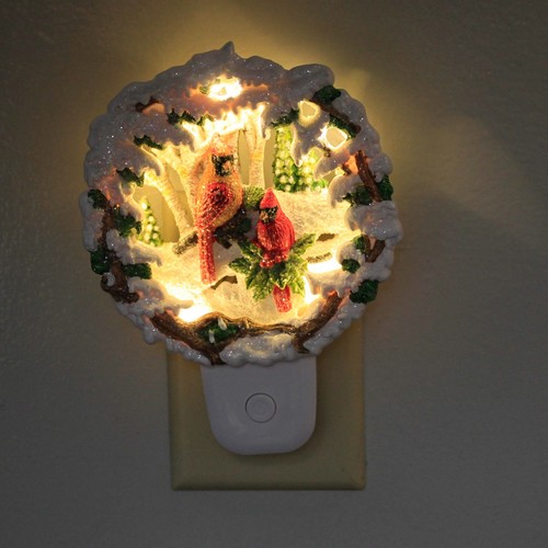 Roman 6.50In Cardinal Scene Nightlight, Resin, Birch Tree Snow Red Bird 160405 - 第 3/3 張圖片
