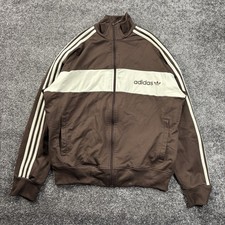 Vintage Y2K Adidas Brown Track Jacket Mens Large Full Zip Three Stripes Trefoil