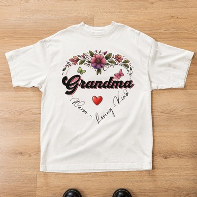 Grandma Heart T-Shirt Compassionate Loving Kind Floral Gift Tee