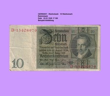 WEIMAR  10  REICHSMARK 1929 (VF-F) P 180 675###