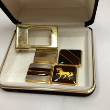 Four (4) Vintage 1960's Chrome Belt Buckles (SEARS) - Gold Tone Interchangeable