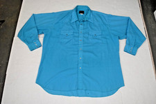 Vintage Western Shirt Rustler Size XXL 80s Turquoise Thin Snaps Worn In