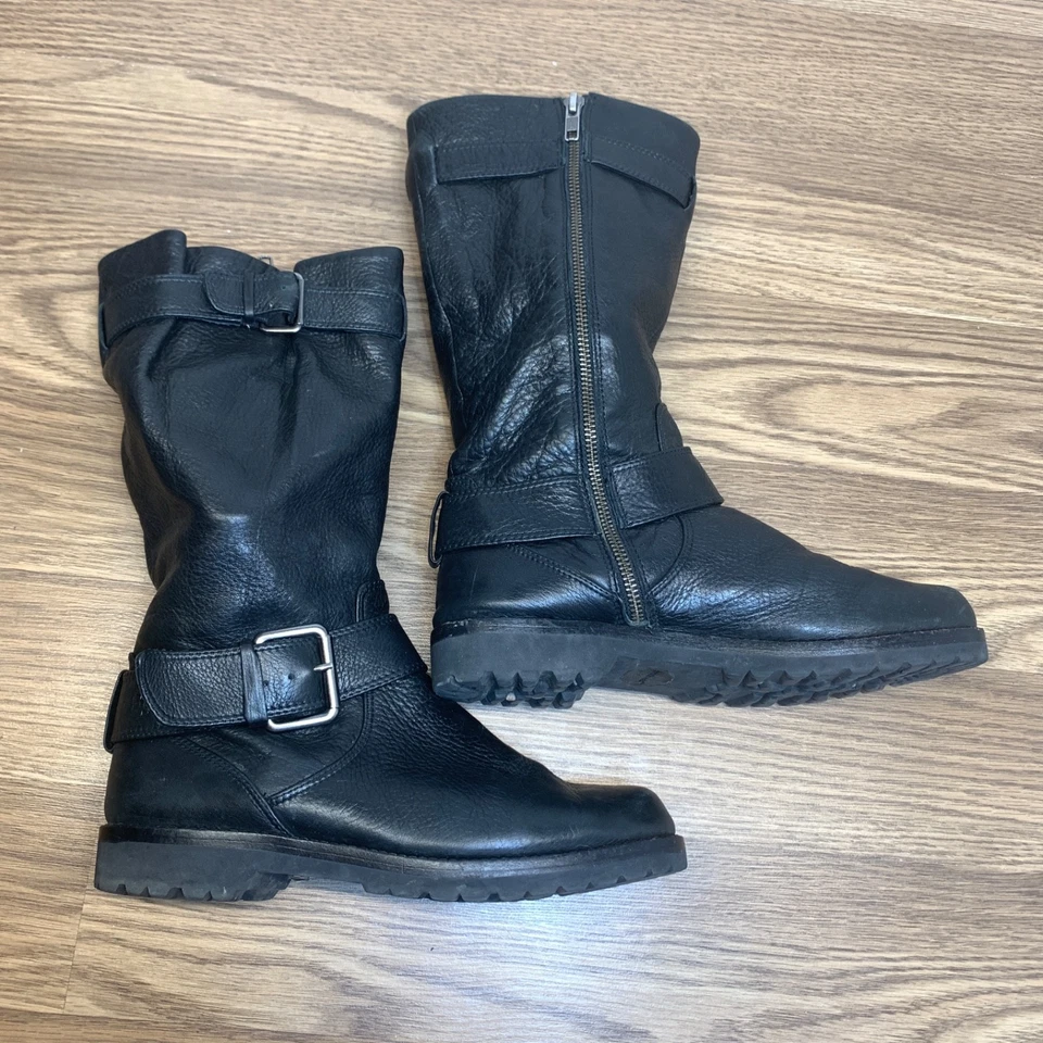 Botas de moto Gentle Souls abrochadas zapatos de motociclista para mujer talla 8 M cuero negro Foto 2 de 4