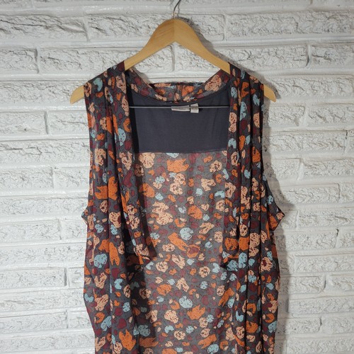 LOGO Lori Goldstein QVC Mujer Top 1X Plus Superposición Naranja Gris Acuarela Transparente - Imagen 3 de 10