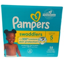 Pampers Swaddlers Size 5 - 58 Diapers - Skin Protection - New
