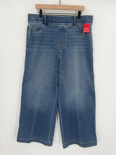 NEU Spanx Naht vorne weites Bein Pull-On Jeans Vintage indigoblau Damen 2X - Bild 1 von 8