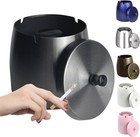 Ash Tray, Large Outdoor Ashtray with Lid, Large, Electroplate Black 