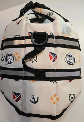 Paws Aboard Doggy Life Jacket Size X Small Nautical Theme Multi-Color