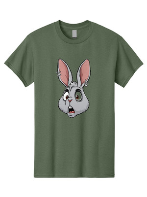 Surprised-Bunny Mens Graphic Tee, 100% Cotton, Casual Summer Wear