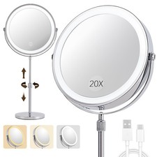 1X/20X Magnifying Makeup Mirror with Lights - 9" Large Dual-Sided Vanity Mirror