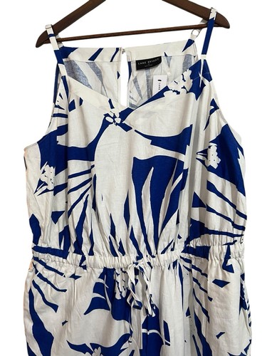 NWT Lane Bryant Floral Linen Blend Jumpsuit Sz 22 Flutter Sleeve Wide Leg $99 - Picture 2 of 12